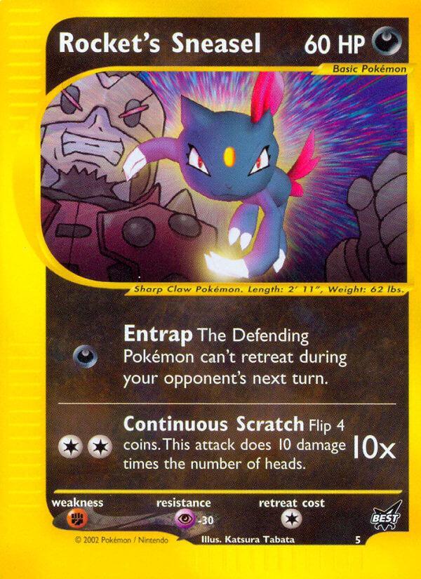 Best of Promos, Darkness, Fighting[×2], Normal, Promo, Psychic[-30] Rocket's Sneasel (5) [Best of Promos] - Trading Card World