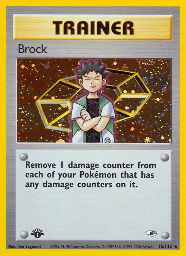 15, 1st Edition Holofoil, Gym Heroes 1st Edition, Holo Rare, Item Brock (15/132) [Gym Heroes 1st Edition] - Trading Card World