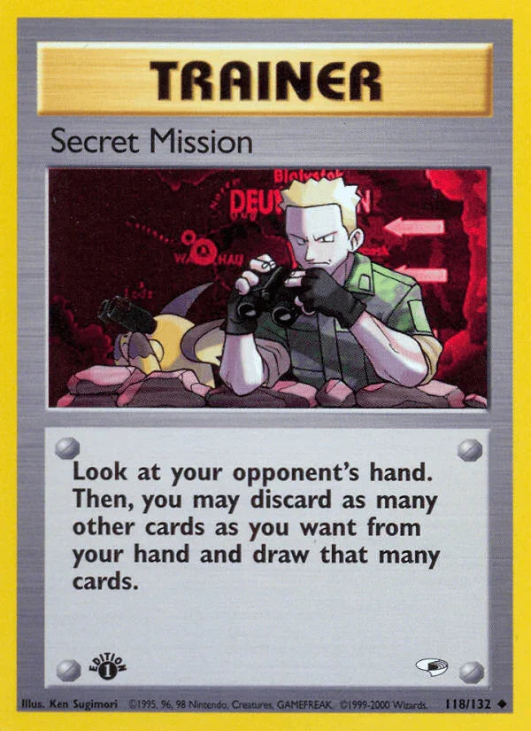 118, 1st Edition Normal, Gym Heroes 1st Edition, Item, Uncommon Secret Mission (118/132) [Gym Heroes 1st Edition] - Trading Card World