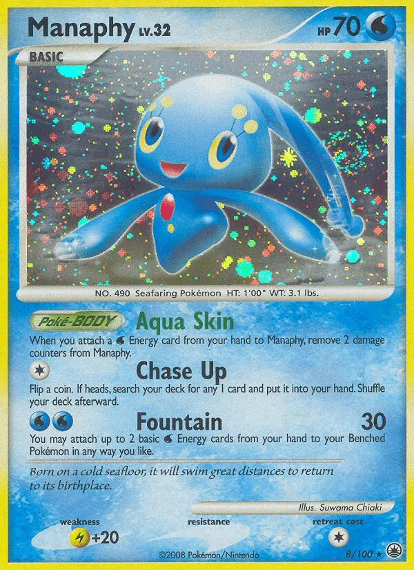 Diamond & Pearl: Majestic Dawn, Holo Rare, Holofoil, Lightning[+20], Reverse Holofoil, Water Manaphy (8/100) [Diamond & Pearl: Majestic Dawn] - Trading Card World