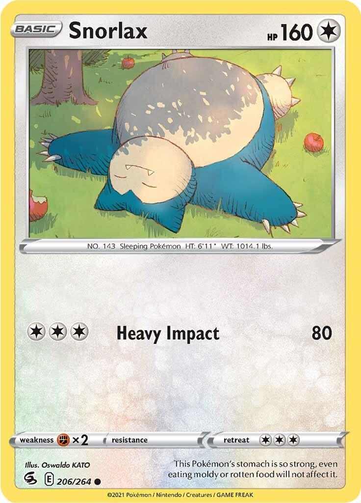 206, Colorless, Common, Fighting [x2], Normal, Reverse Holofoil, Sword & Shield: Fusion Strike Snorlax (206/264) [Sword & Shield: Fusion Strike] - Trading Card World