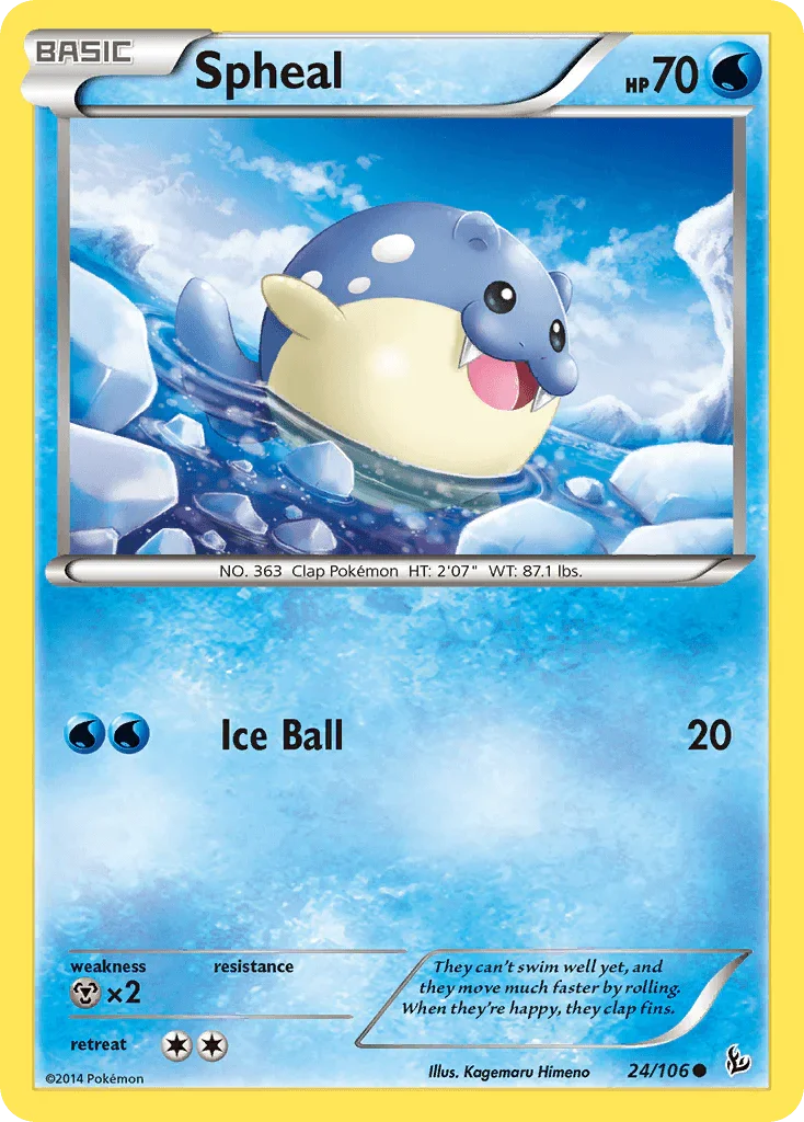 24, Common, Metal[×2], Normal, Reverse Holofoil, Water, XY: Flashfire Spheal (24/106) [XY: Flashfire] - Trading Card World
