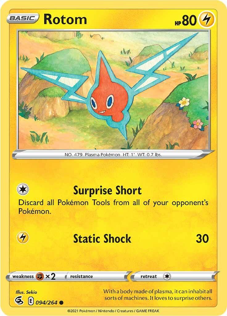 094, Common, Fighting [x2], Lightning, Normal, Reverse Holofoil, Sword & Shield: Fusion Strike Rotom (094/264) [Sword & Shield: Fusion Strike] - Trading Card World