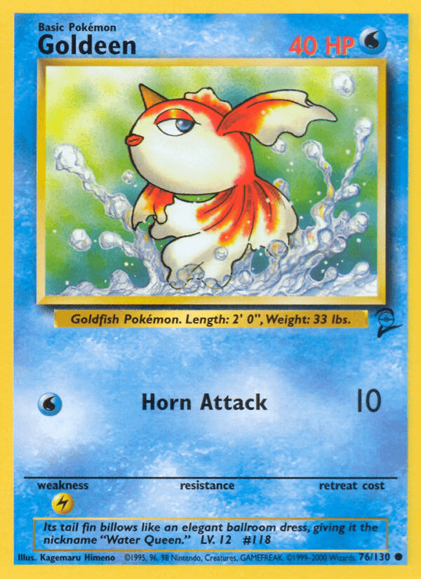 76, Base Set 2, Common, Lightning[×2], Normal, Water Goldeen (76/130) [Base Set 2] - Trading Card World