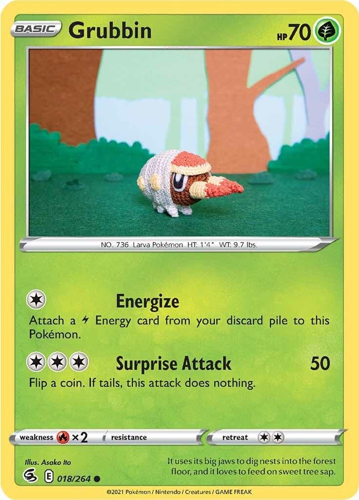 018, Common, Fire [x2], Grass, Normal, Reverse Holofoil, Sword & Shield: Fusion Strike Grubbin (018/264) [Sword & Shield: Fusion Strike] - Trading Card World