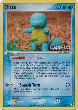 40, EX: Delta Species, Lightning[×2], Reverse Holofoil, Uncommon, Water Ditto (40/113) (Stamped) [EX: Delta Species] - Trading Card World