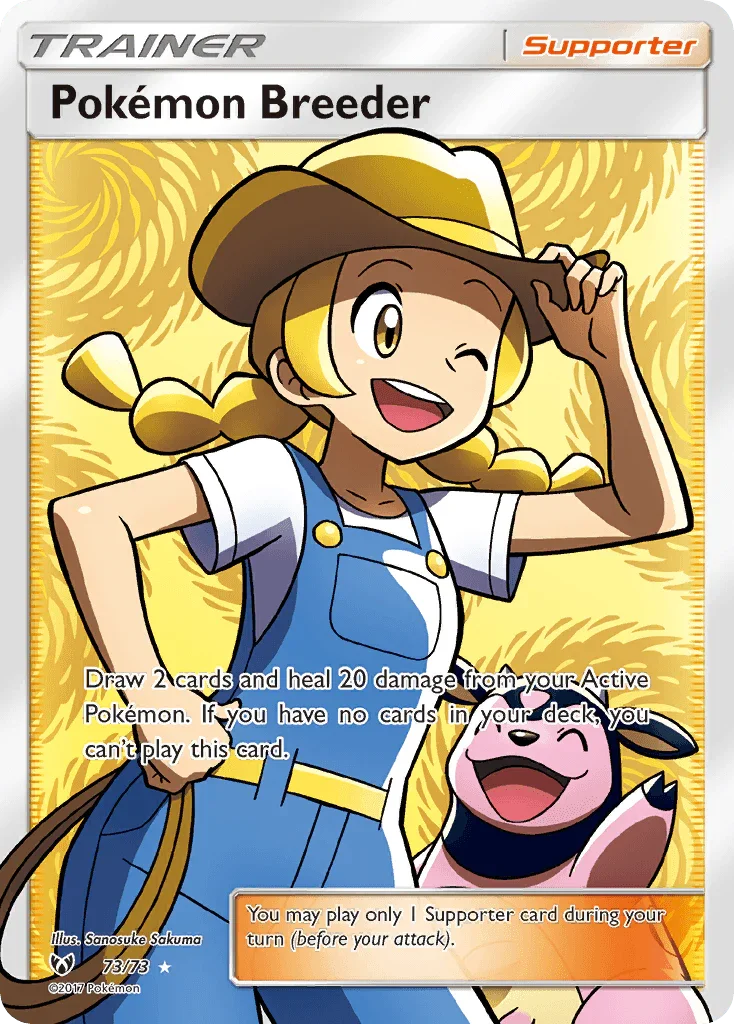 73, Holofoil, Sun & Moon: Shining Legends, Supporter, Ultra Rare Pokemon Breeder (73/73) [Sun & Moon: Shining Legends] - Trading Card World