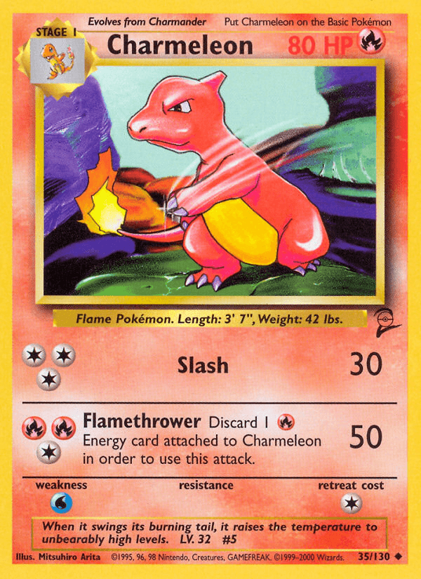 35, Base Set 2, Fire, Normal, Uncommon, Water[×2] Charmeleon (35/130) [Base Set 2] - Trading Card World