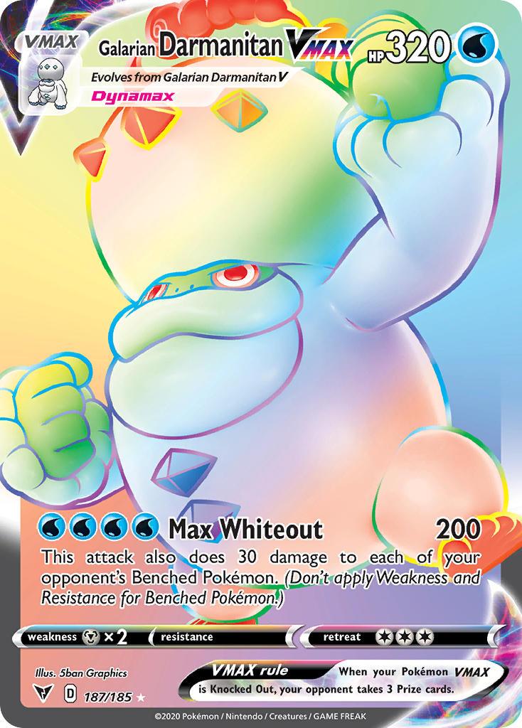 187, Holofoil, Metal[×2], Secret Rare, Sword & Shield: Vivid Voltage, Water Galarian Darmanitan VMAX (187/185) [Sword & Shield: Vivid Voltage] - Trading Card World