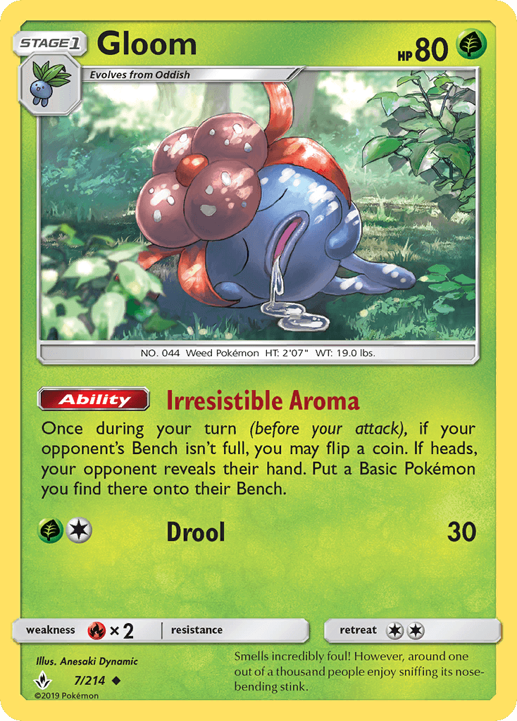 Fire[×2], Grass, Normal, Reverse Holofoil, Sun & Moon: Unbroken Bonds, Uncommon Gloom (7/214) [Sun & Moon: Unbroken Bonds] - Trading Card World