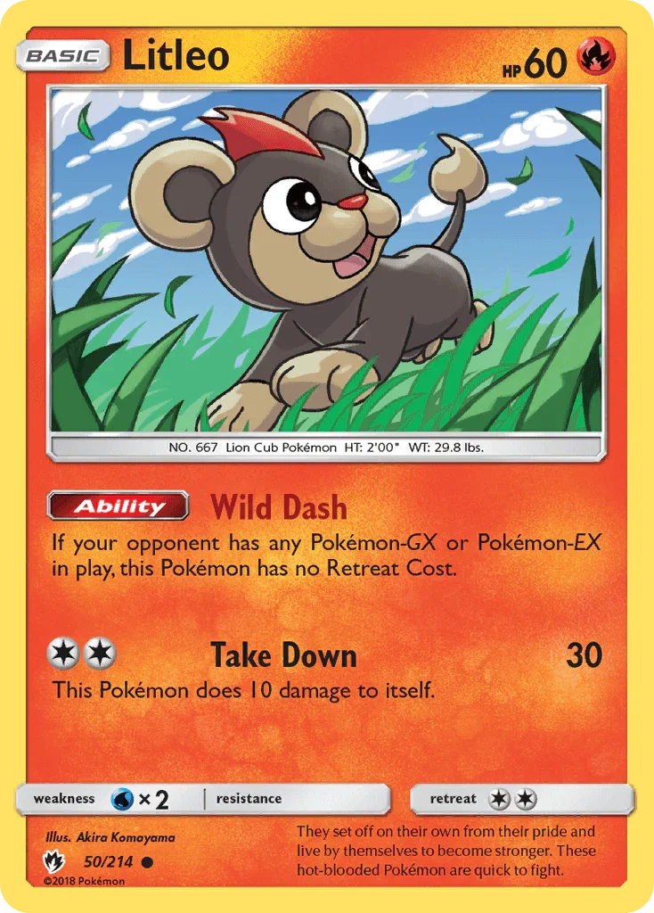 50, Common, Fire, Normal, Reverse Holofoil, Sun & Moon: Lost Thunder, Water[×2] Litleo (50/214) [Sun & Moon: Lost Thunder] - Trading Card World