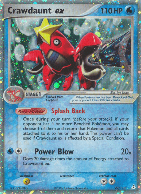 99, EX: Holon Phantoms, Holofoil, Lightning[×2], Ultra Rare, Water Crawdaunt ex (99/110) [EX: Holon Phantoms] - Trading Card World