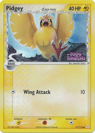 77, Common, EX: Holon Phantoms, Fighting[-30], Lightning, Lightning[×2], Reverse Holofoil Pidgey (77/110) (Delta Species) (Stamped) [EX: Holon Phantoms] - Trading Card World