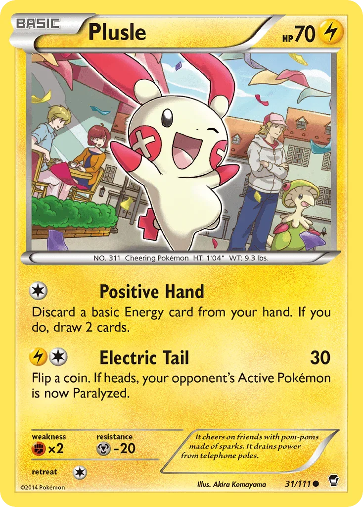 31, Common, Fighting[×2], Lightning, Metal[-20], Normal, Reverse Holofoil, XY: Furious Fists Plusle (31/111) [XY: Furious Fists] - Trading Card World