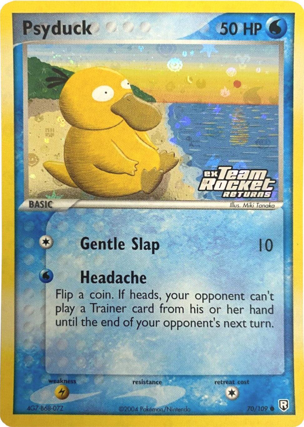70, Common, EX: Team Rocket Returns, Lightning[×2], Reverse Holofoil, Water Psyduck (70/109) (Stamped) [EX: Team Rocket Returns] - Trading Card World
