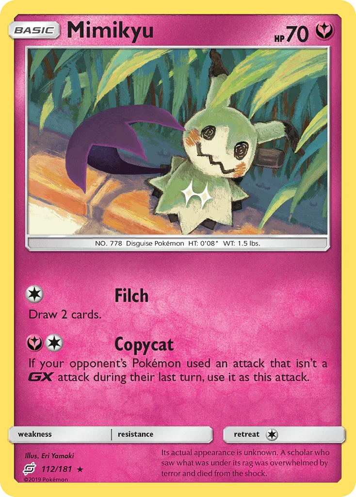 112, Fairy, Normal, Rare, Reverse Holofoil, Sun & Moon: Team Up Mimikyu (112/181) [Sun & Moon: Team Up] - Trading Card World