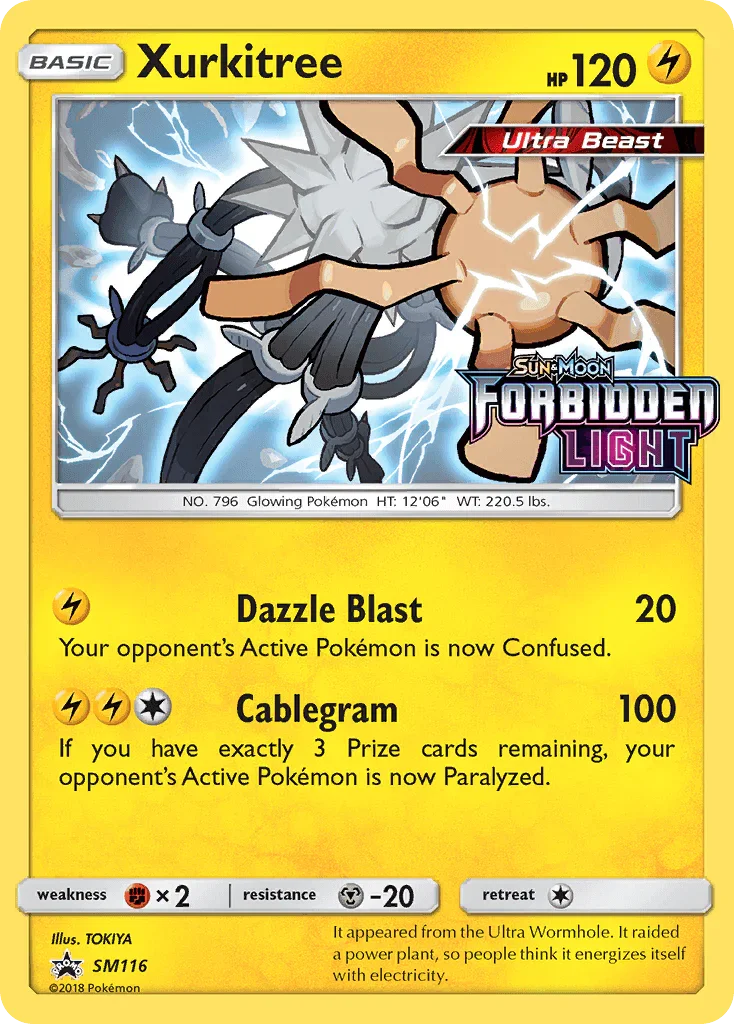 Black Star Promo, Fighting[×2], Holofoil, Lightning, Metal[-20], SM116, Sun & Moon: Black Star Promos Xurkitree (SM116) [Sun & Moon: Black Star Promos] - Trading Card World