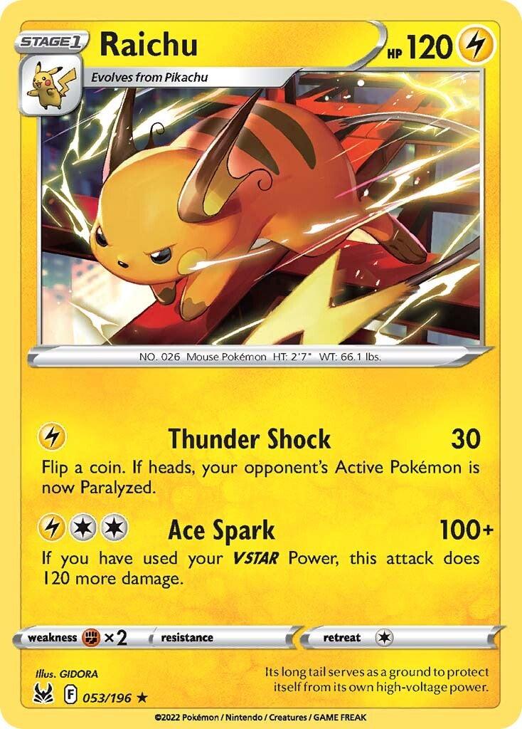 053, Fighting [x2], Lightning, Normal, Rare, Reverse Holofoil, Sword & Shield: Lost Origin Raichu (053/196) [Sword & Shield: Lost Origin] - Trading Card World