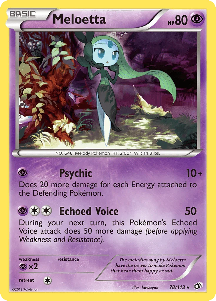 78, Black & White: Legendary Treasures, Holo Rare, Holofoil, Psychic, Psychic[×2], Reverse Holofoil Meloetta (78/113) [Black & White: Legendary Treasures] - Trading Card World