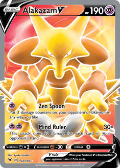 172, Darkness[×2], Fighting[-30], Holofoil, Psychic, Sword & Shield: Vivid Voltage, Ultra Rare Alakazam V (172/185) [Sword & Shield: Vivid Voltage] - Trading Card World