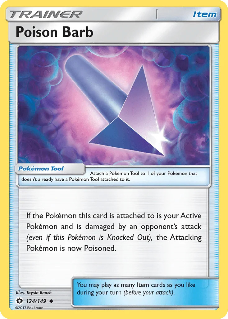 124, Item, Normal, Reverse Holofoil, Sun & Moon: Base Set, Uncommon Poison Barb (124/149) [Sun & Moon: Base Set] - Trading Card World