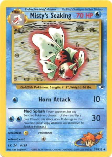 55, Gym Heroes Unlimited, Lightning[×2], Normal, Uncommon, Water Misty's Seaking (55/132) [Gym Heroes Unlimited] - Trading Card World