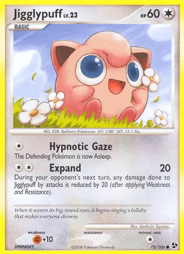 72, Colorless, Common, Diamond & Pearl: Great Encounters, Fighting[+10], Normal, Reverse Holofoil Jigglypuff (72/106) [Diamond & Pearl: Great Encounters] - Trading Card World