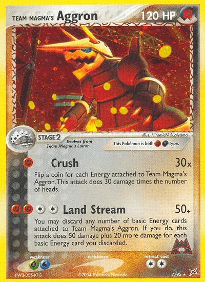 Darkness, EX: Team Magma vs Team Aqua, Fighting, Grass[×2], Holo Rare, Holofoil, Reverse Holofoil, Water[×2] Team Magma's Aggron (7/95) [EX: Team Magma vs Team Aqua] - Trading Card World