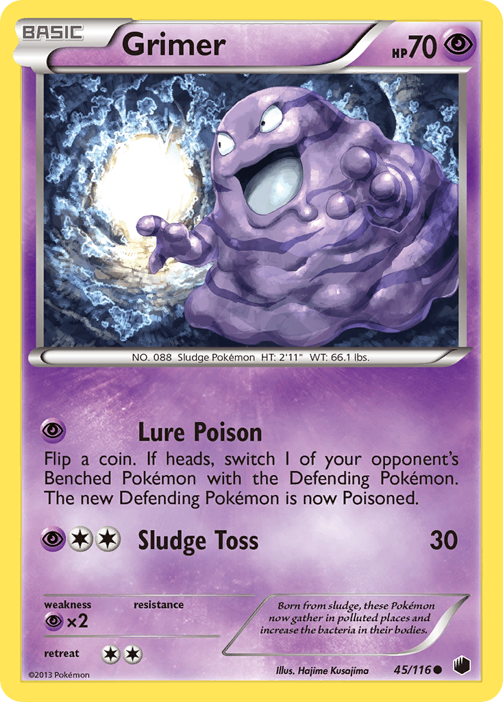 45, Black & White: Plasma Freeze, Common, Normal, Psychic, Psychic[×2], Reverse Holofoil Grimer (45/116) [Black & White: Plasma Freeze] - Trading Card World