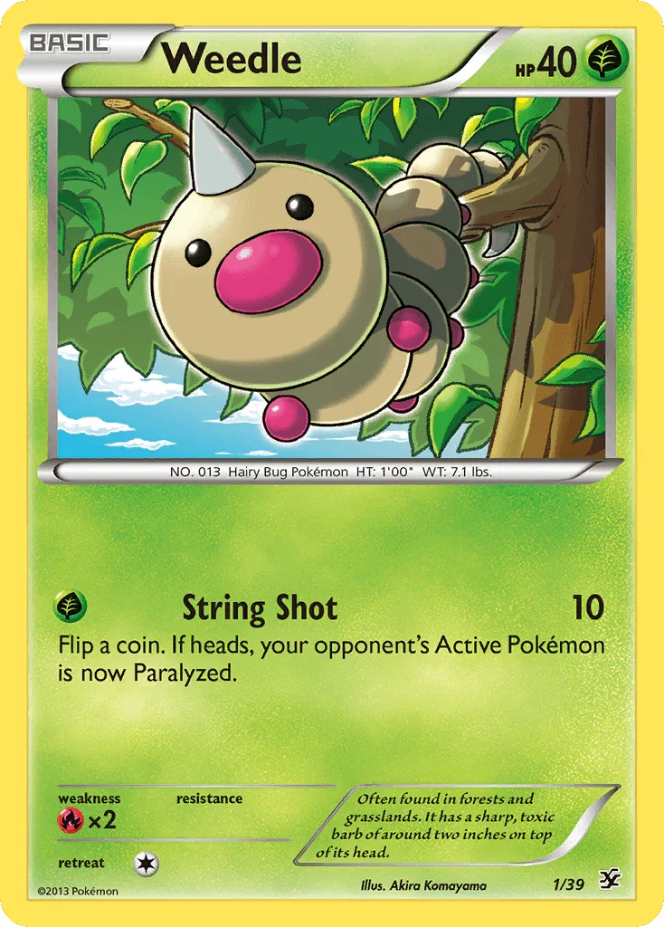 Common, Fire[×2], Grass, Normal, XY: Kalos Starter Set Weedle (1/39) [XY: Kalos Starter Set] - Trading Card World