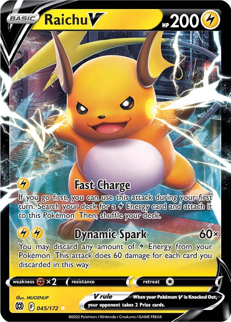 045, Fighting [x2], Holofoil, Lightning, Sword & Shield: Brilliant Stars, Ultra Rare Raichu V (045/172) [Sword & Shield: Brilliant Stars] - Trading Card World