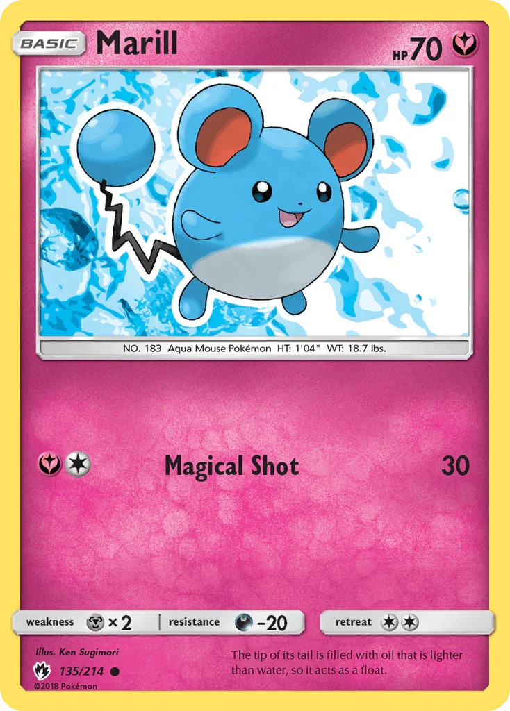 135, Common, Darkness[-20], Fairy, Metal[×2], Normal, Reverse Holofoil, Sun & Moon: Lost Thunder Marill (135/214) [Sun & Moon: Lost Thunder] - Trading Card World