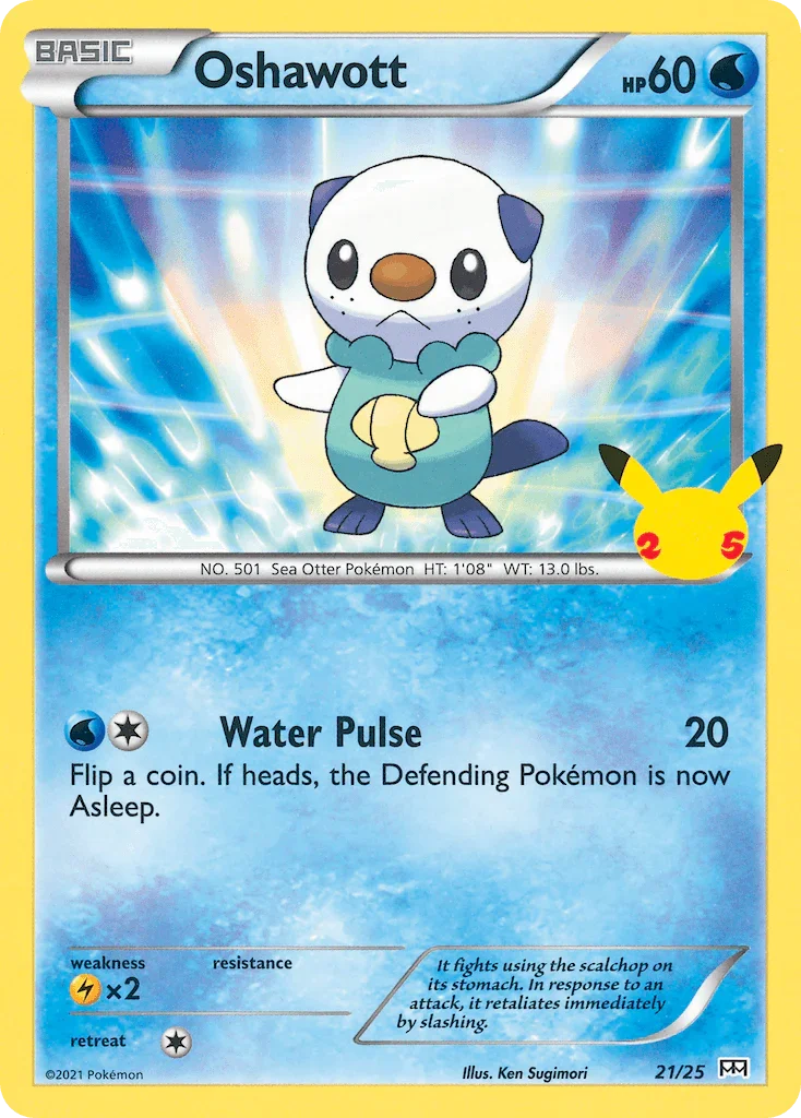 21, Holofoil, Lightning[×2], McDonald's 25th Anniversary, Normal, Promo, Water Oshawott (21/25) [McDonald's 25th Anniversary] - Trading Card World