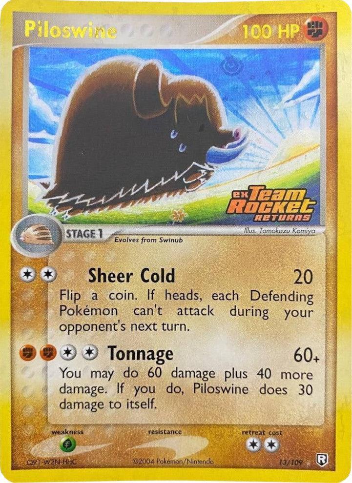 13, EX: Team Rocket Returns, Fighting, Grass[×2], Holo Rare, Reverse Holofoil Piloswine (13/109) (Stamped) [EX: Team Rocket Returns] - Trading Card World