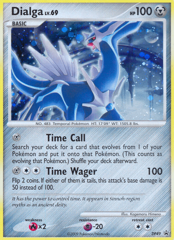 Diamond & Pearl: Black Star Promos, DP49, Fire [x2], Holo Rare, Holofoil, Metal, Psychic [-20] Dialga LV.69 (DP49) [Diamond & Pearl: Black Star Promos] - Trading Card World