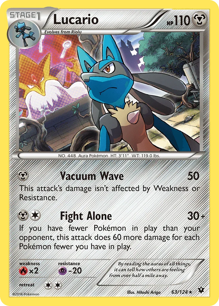63, Fire[×2], Holo Rare, Holofoil, Metal, Psychic[-20], Reverse Holofoil, XY: Fates Collide Lucario (63/124) [XY: Fates Collide] - Trading Card World
