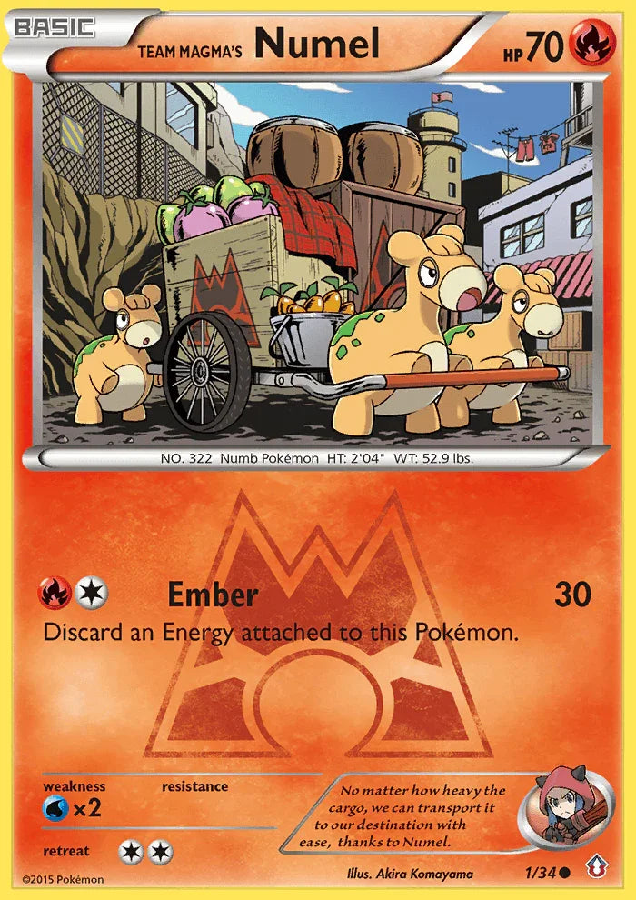 Common, Fire, Normal, Reverse Holofoil, Water[×2], XY: Double Crisis Team Magma's Numel (1/34) [XY: Double Crisis] - Trading Card World
