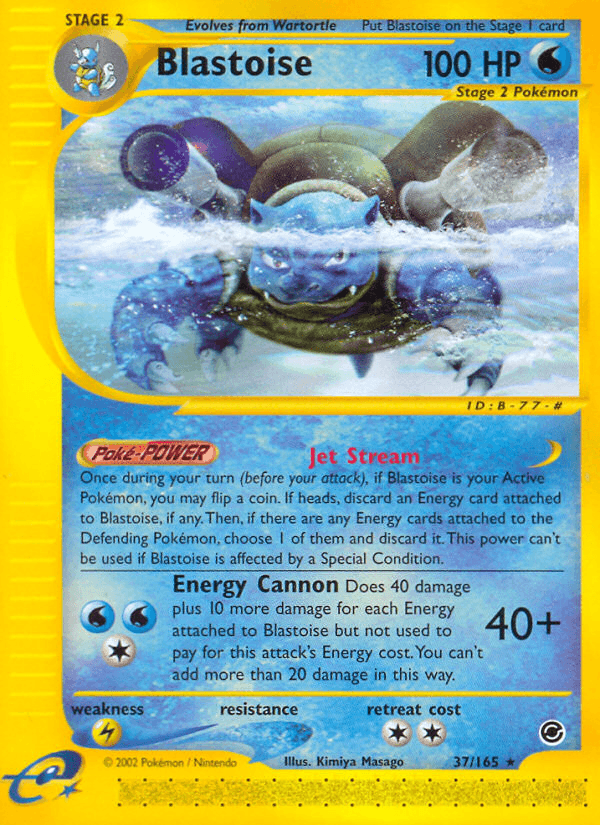 37, Expedition: Base Set, Lightning[×2], Normal, Rare, Reverse Holofoil, Water Blastoise (37/165) [Expedition: Base Set] - Trading Card World