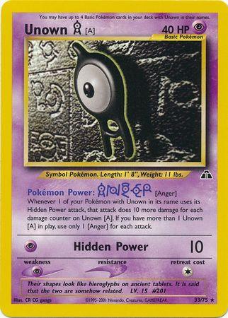 33, Neo Discovery Unlimited, Normal, Psychic, Psychic[×2], Rare Unown [A] (33/75) [Neo Discovery Unlimited] - Trading Card World