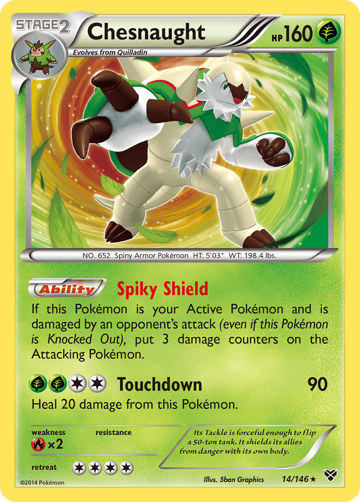 14, Fire[×2], Grass, Holo Rare, Holofoil, Reverse Holofoil, XY: Base Set Chesnaught (14/146) [XY: Base Set] - Trading Card World