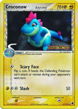 27, EX: Dragon Frontiers, Lightning, Lightning[×2], Reverse Holofoil, Uncommon Croconaw (27/101) (Delta Species) (Stamped) [EX: Dragon Frontiers] - Trading Card World