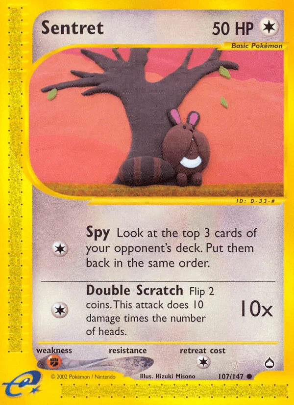 Aquapolis, Colorless, Common, Fighting[×2], Normal, Reverse Holofoil Sentret (107/147) [Aquapolis] - Trading Card World