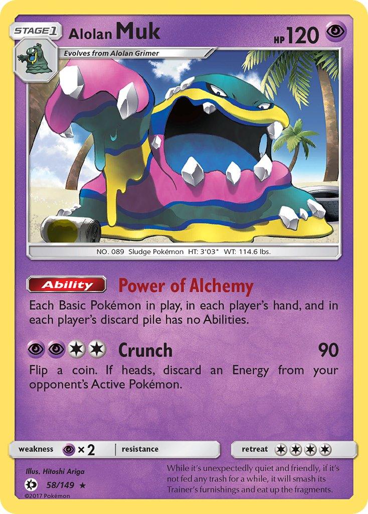58, Holo Rare, Holofoil, Psychic, Psychic[×2], Sun & Moon: Base Set Alolan Muk (58/149) (Cosmos Holo) (Blister Exclusive) [Sun & Moon: Base Set] - Trading Card World