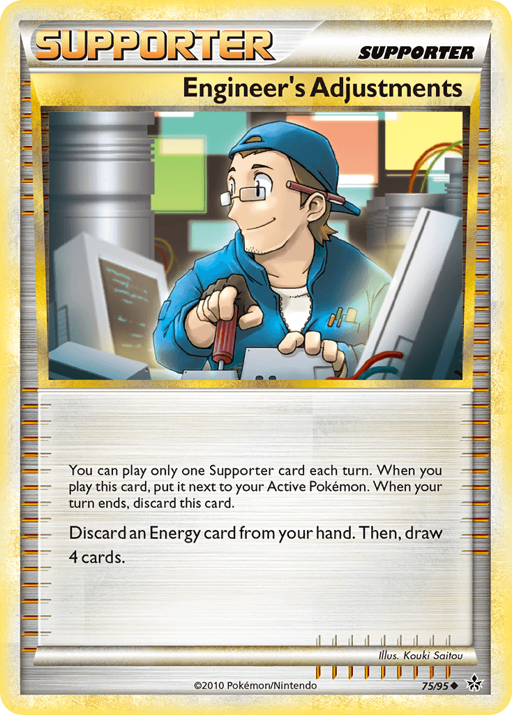 75, HeartGold & SoulSilver: Unleashed, Normal, Reverse Holofoil, Supporter, Uncommon Engineer's Adjustments (75/95) [HeartGold & SoulSilver: Unleashed] - Trading Card World