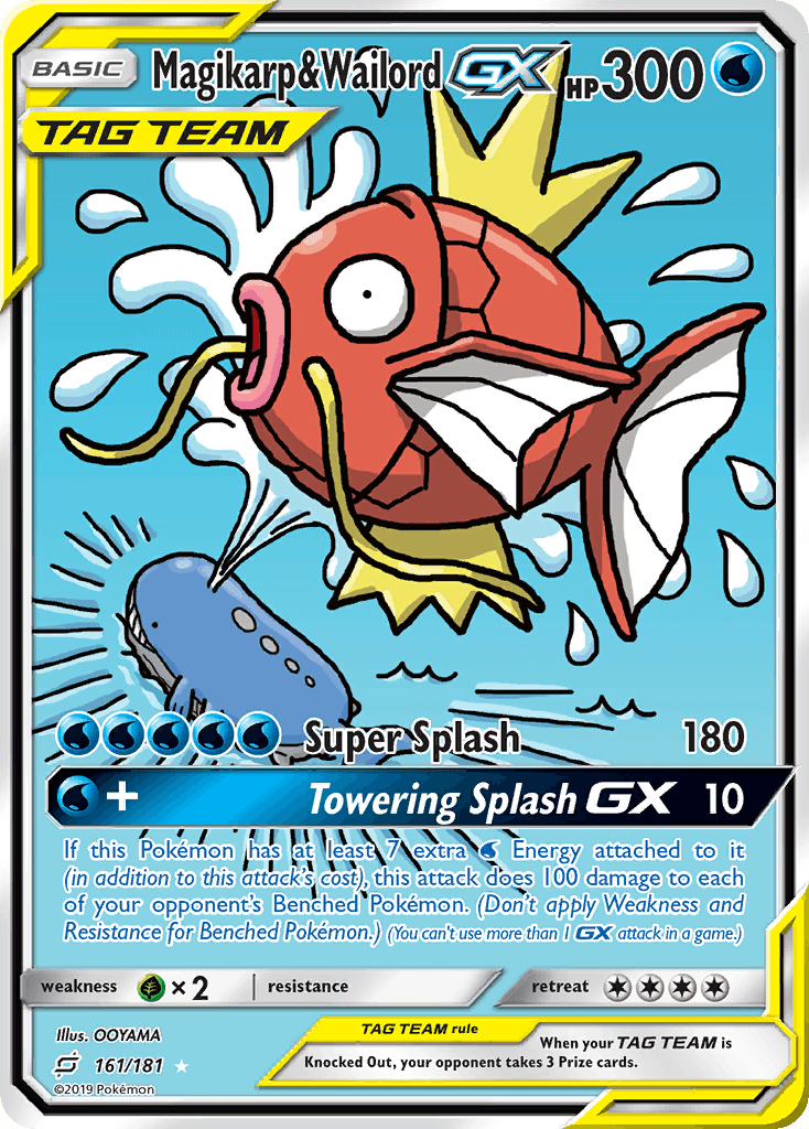 161, Grass[×2], Holofoil, Sun & Moon: Team Up, Ultra Rare, Water Magikarp & Wailord GX (161/181) [Sun & Moon: Team Up] - Trading Card World