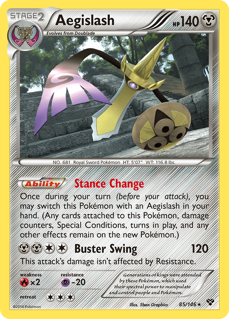 85, Fire[×2], Metal, Normal, Psychic[-20], Rare, Reverse Holofoil, XY: Base Set Aegislash (85/146) [XY: Base Set] - Trading Card World