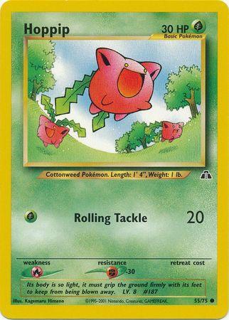 55, Common, Fighting[-30], Fire[×2], Grass, Neo Discovery Unlimited, Normal Hoppip (55/75) [Neo Discovery Unlimited] - Trading Card World
