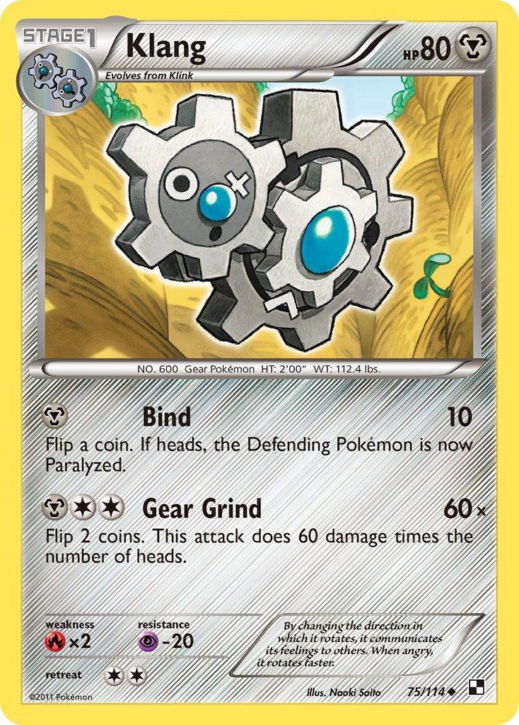 75, Black & White: Base Set, Fire[×2], Holo Rare, Metal, Psychic[-20], Reverse Holofoil Klang (75/114) (Cracked Ice Holo) (Blister Exclusive) [Black & White: Base Set] - Trading Card World
