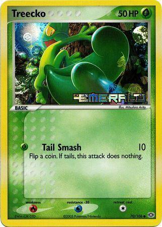 70, Common, EX: Emerald, Fire[×2], Grass, Reverse Holofoil, Water[-30] Treecko (70/106) (Stamped) [EX: Emerald] - Trading Card World
