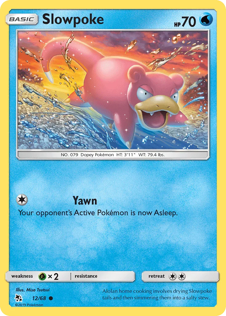 12, Common, Grass[×2], Normal, Reverse Holofoil, Sun & Moon: Hidden Fates, Water Slowpoke (12/68) [Sun & Moon: Hidden Fates] - Trading Card World